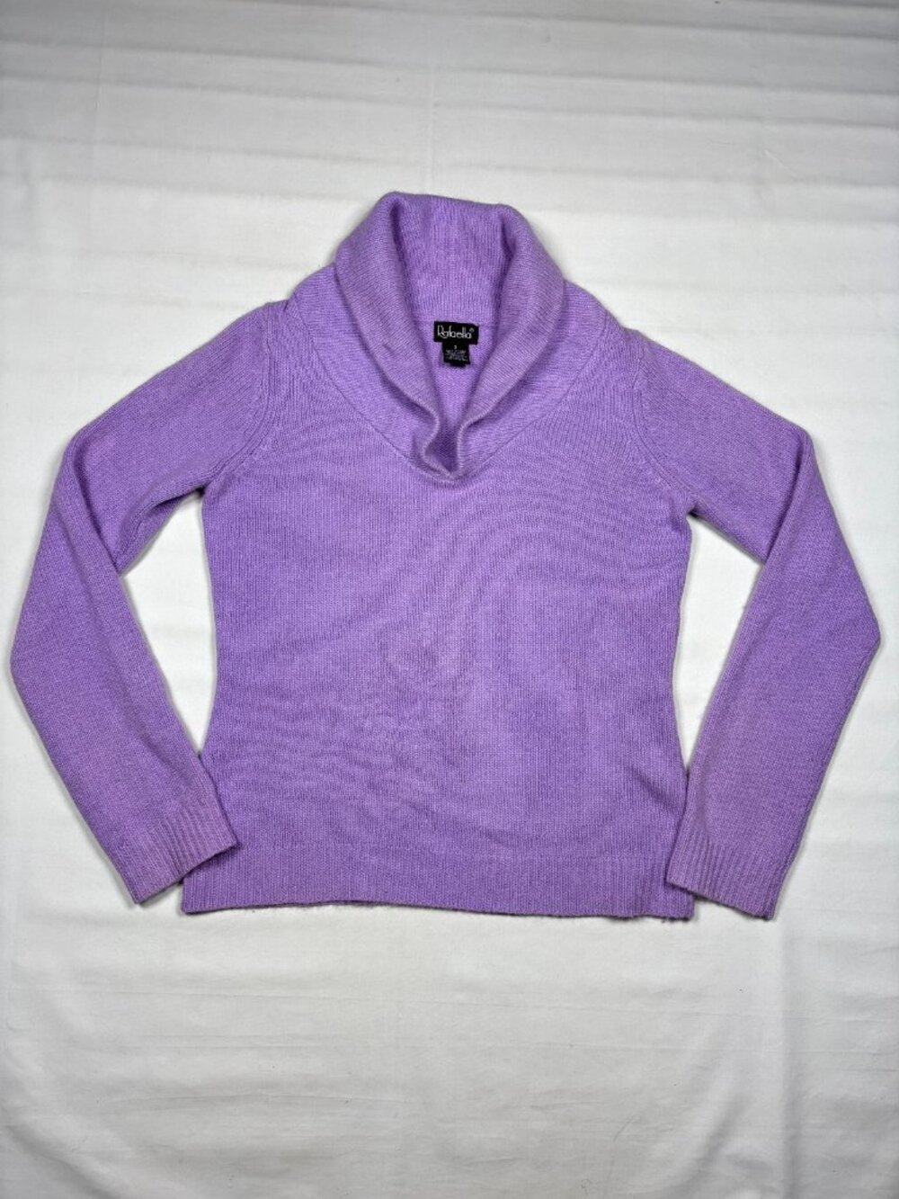 VTG 90s Rafaella Angora Lambswool Sweater Women SM Purple Lavender Fuzzy Shawl